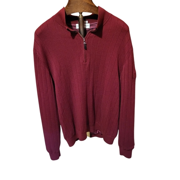 Fairway & Greene Other - Fairway & Greene PGA Italian Wool Burgundy Quarter Zip Lined Sweater Size XXL